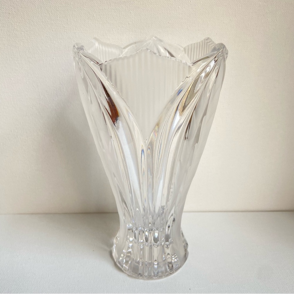 Beyer Novelette lead crystal vase clear and frosted made in W Germany VINTAGE